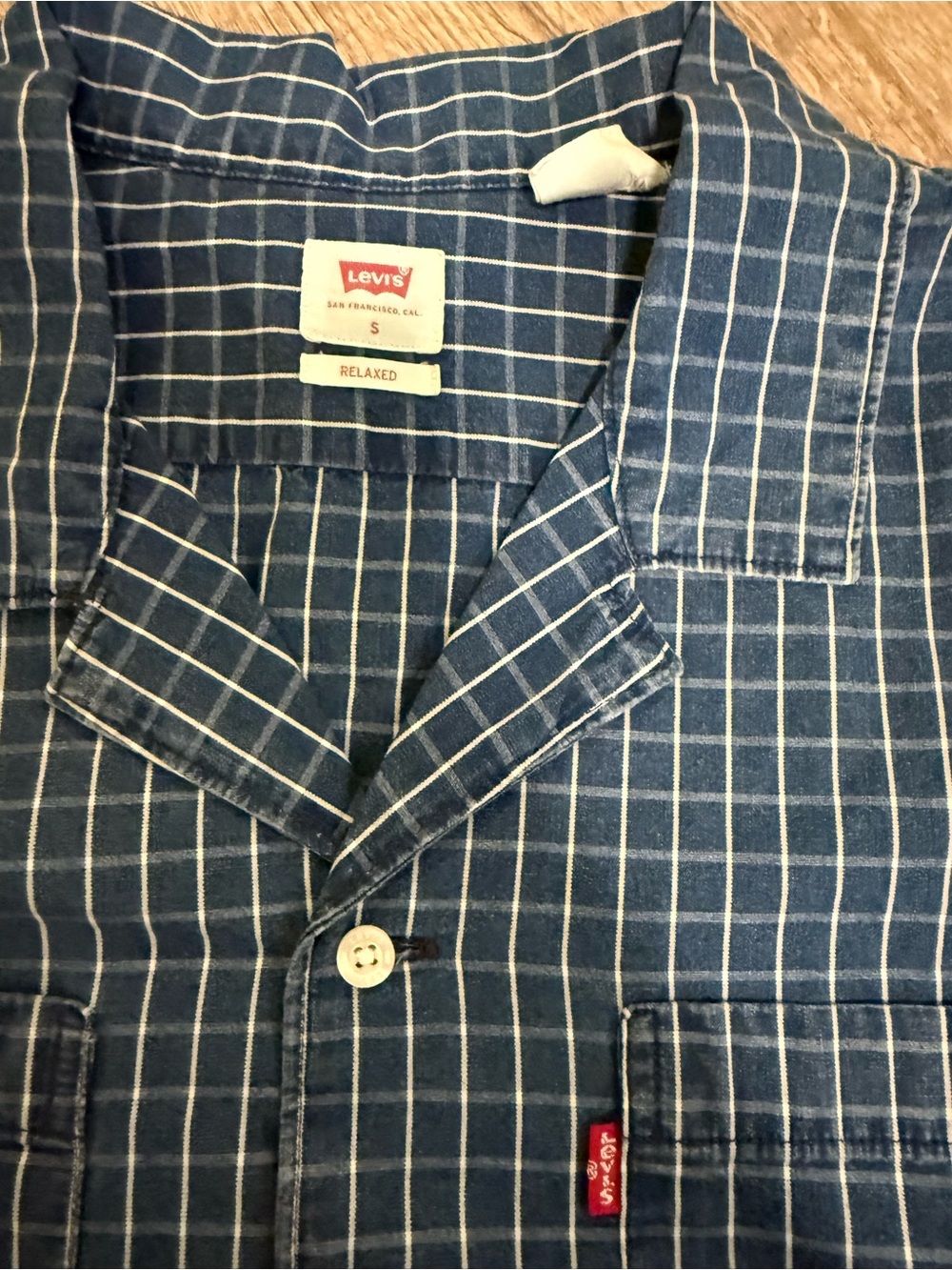 Levi's Men's Navy Blue Windowpane Casual Button-Down Shirt